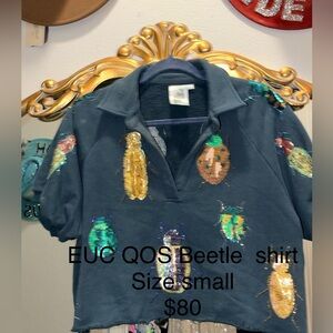 QUEEN OF SPARKLES Beetle Embellished Polo - Black